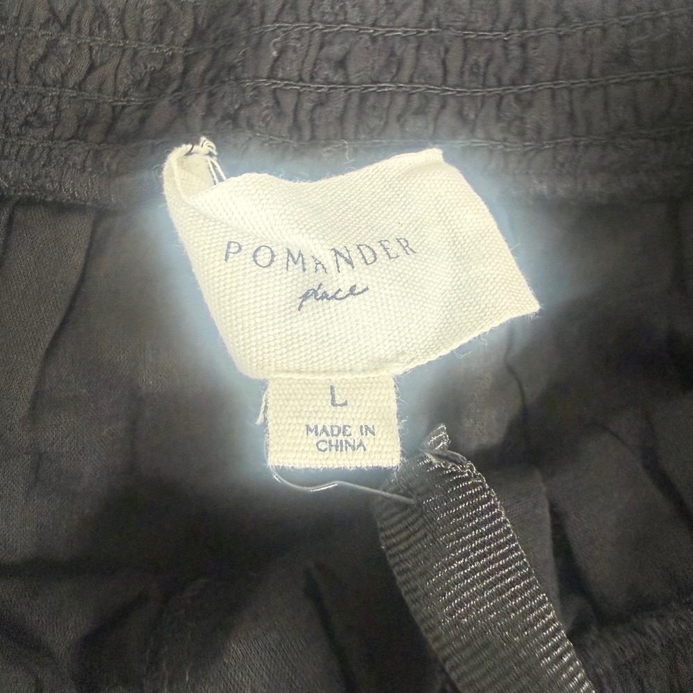 Pomander Place Eyelet Shorts Womens Large Black Cotton Boho Ruffle Y24301T New - Picture 6 of 11